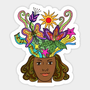 Creative Beautiful Mind Fantasy African Woman Sticker